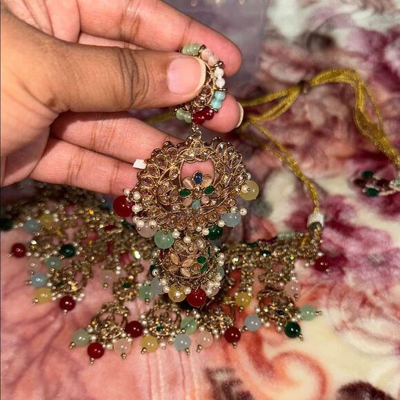 Bollywood style Bridal Elegant Multicolor Jewelry Set NIB NEVER USED - Picture 8 of 13